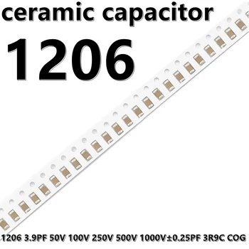 (50шт) 1206 Керамические конденсаторы 3,9ПФ 50В 100В 250В 500В 1000В ±0,25ПФ 3R9C COG 3216 SMD