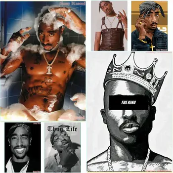Известный хип-хоп певец Тупак, картина с алмазной мозаикой, музыкальный плакат 2Pac Jada Rapper, Обои, Вышивка стразами, искусство домашнего декора