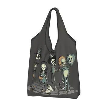 Многоразовая сумка для покупок из фильма ужасов Тима Бертона, женская сумка-тоут, портативные сумки для покупок в готическом фильме на Хэллоуин