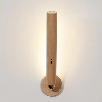 Светодиодный деревянный настенный светильник 4000 К 1000 мАч Литиевая Батарея с возможностью поворота на 360 градусов Зарядка через Usb Затемнение Магнитный Ночник Прямая поставка