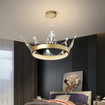 Корона Новая Скандинавская современная светодиодная люстра простая гостиная спальня Корона Хрустальная Люстра Лампа