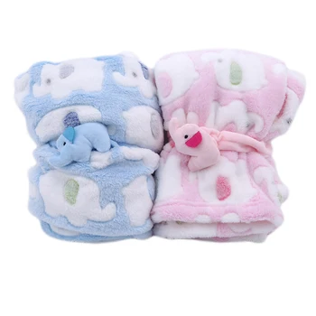 Детское одеяло с мультяшным слоном, одеяло для новорожденного слона, одеяло для кондиционирования воздуха, коралловая бархатная подушка, одеяло для детей двойного назначения