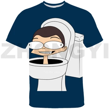 Забавная мультяшная футболка Skibidi Toilet 3D для мужчин и женщин, модная футболка оверсайз, летние Футболки с рисунком аниме для мальчиков и девочек, футболки с рисунком тройники