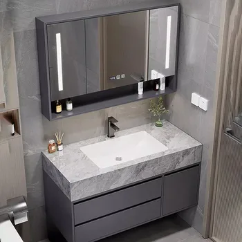 Бесшовная каменная плита, Керамический Встроенный шкаф для ванной комнаты, Минималистичный Интеллектуальный шкаф для ванной комнаты, мебель Gabinete YX50BC