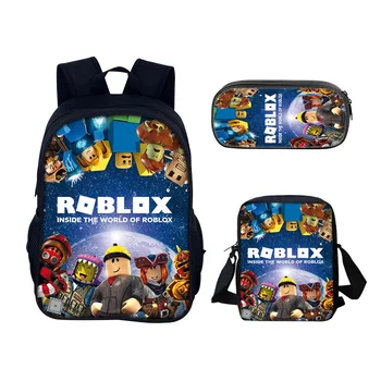 Рюкзак Roblox, комплект из 3 шт., детский школьный ранец, пенал, игровой школьный ранец, Классная студенческая сумка для мальчиков и девочек