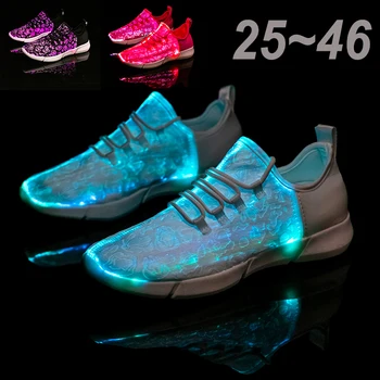 Волоконно-оптическая обувь для мужчин, женщин, детей, мальчиков, девочек, перезаряжаемая через USB, дизайнерская обувь со светодиодной подсветкой для взрослых, легкие кроссовки