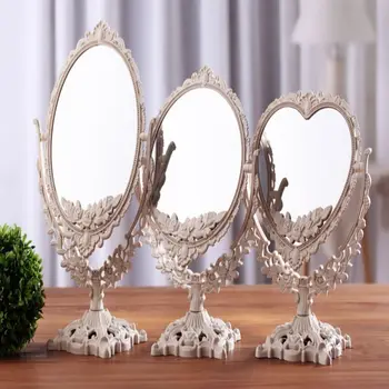 Вращающееся на 360 градусов настольное зеркало для макияжа без мертвых углов, Двойное плоское зеркало высокой четкости в европейском стиле Ретро