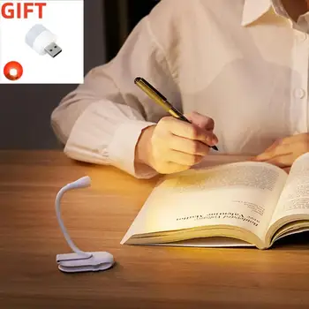 Книжный светильник Лампы для чтения книг в постели Светодиодный книжный ночник Перезаряжаемая 3-цветная лампа для чтения с плавной яркостью на клипсе