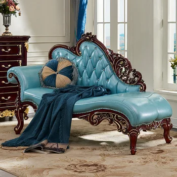 Косметический стул из массива дерева в европейском стиле, спальня, односпальное глубокое кресло, гостиная из красного сандалового дерева, кожаный французский диван-кресло