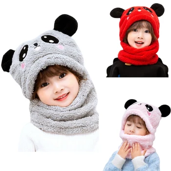 Зимняя детская шапка Плюс флисовые детские кепки, Мультяшная шапка, шарф для девочек и мальчиков, утепленная шапка, фотография новорожденных, Детские вещи, Аксессуары