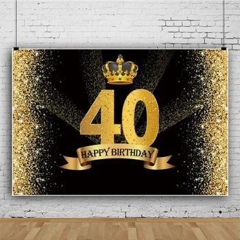 Laeacco Gold Crown Black 40th Happy Birthday Party, Индивидуальный баннер, Портретный фон для фотосъемки, плакат, Фотофон