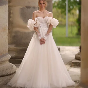 Пышное сексуальное свадебное платье в складку, бальное платье в пол, свадебное платье невесты, сшитое на заказ, Vestido De Novia для женщин