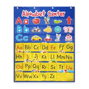 Алфавиты Карманная Диаграмма Обучение Письму Настенная Диаграмма Алфавиты Центральная Карманная Диаграмма Набор Карточек для Детей Игрушка Для Обучения Письму D5QC