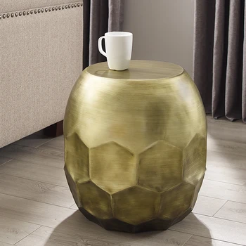Легкий роскошный диван угловой столик небольшой журнальный столик в углу гостиной в китайском стиле золотой креативный барабанный табурет из нержавеющей стали