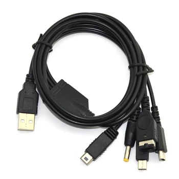 100шт 5 In1 USB Кабель Для Зарядки Данных Для PSP/NDS/NDSL/3DS/3DSLL/2DS/GBA SP/WII U Геймпад Зарядное Устройство Шнур Линейный Адаптер Питания Провод