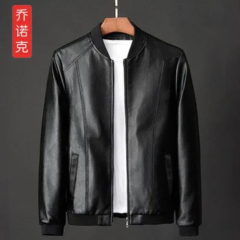 Прямые поставки производителя 2023 года, весенне-осенняя новая мужская повседневная деловая куртка из искусственной кожи, мотоциклетная куртка