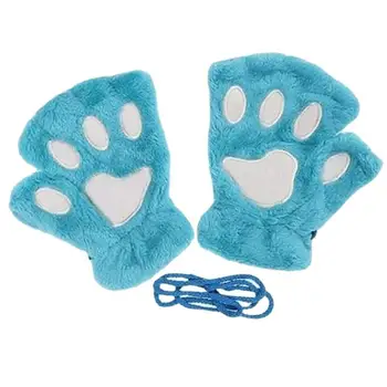 Перчатки с кошачьими лапами, зимние плюшевые перчатки без кошачьих когтей, модные осенне-зимние теплые перчатки для косплея с полосками на День рождения