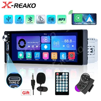X-REAKO Универсальный 1din Carplay Радио Автомобильный Мультимедийный Плеер 6,9-дюймовый Сенсорный Экран Автомобильный Стерео Видео USB Tybe-C Bluetooth link SWC