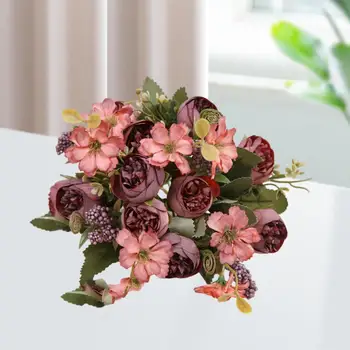 Искусственные цветочные стебли, Элегантная Реалистичная композиция из шелковых роз для домашнего свадебного украшения, Изысканное украшение для званого ужина.