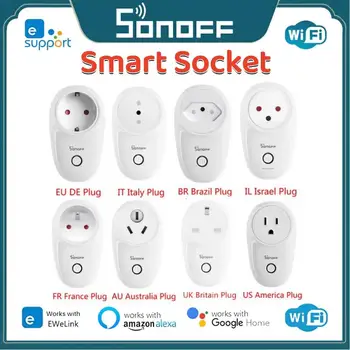 SONOFF WiFi Умная Розетка S26 R2 16A DE FR EU Smart Plug Power Socket Умный Дом Ewelink APP Control Для Alexa Google Home Alice