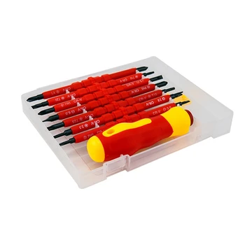 Набор изолированных отверток VDE с ручкой-тестером, красные и черные Ручные инструменты для электриков