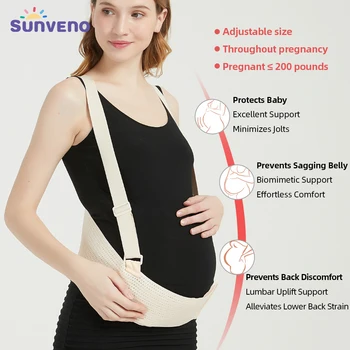 Sunveno Повязки на живот для беременных Пояс для поддержки беременности Дышащий Абдоминальный бандаж Регулируемый живот сзади