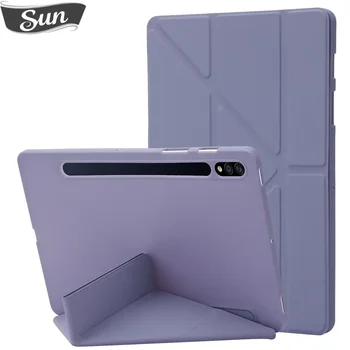 Для Samsung Galaxy Tab S9 FE Plus S9FE + 12,4-Дюймовый Защитный чехол SM-X610 X616B с Y-образным кронштейном-Трансформером в Кожаном корпусе