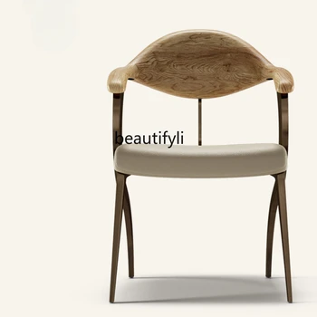 Легкий Роскошный Письменный Стол в Итальянском Стиле Из Натуральной Кожи, Большой Плоский Современный Чайный Столик Villa Master Chair