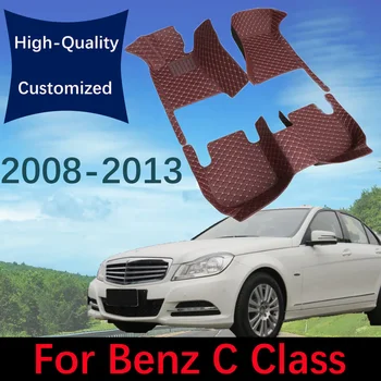 Высококачественные изготовленные на заказ кожаные автомобильные коврики для Mercedes Benz C Class 2008 2009 2010 2011 2012 2013 Автомобильные накладки для ног, ковровое покрытие