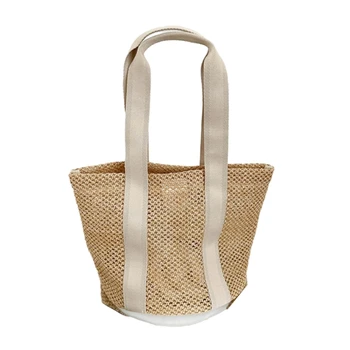Элегантные соломенные сумки через плечо, сумка-тоут с выдолбленным дизайном, подходящая для пляжных вечеринок и повседневных дел