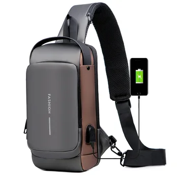 Нагрудная сумка для мужчин, сумка через плечо, водонепроницаемая USB-сумка, противоугонная сумка для путешествий, нагрудный слинг, модный роскошный дизайнер