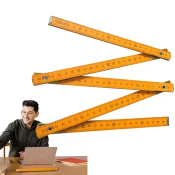 Деревянная измерительная палочка, 1 Метровая складная метрическая линейка, метрические весы, Плотницкая линейка, деревянная измерительная линейка для школьных принадлежностей