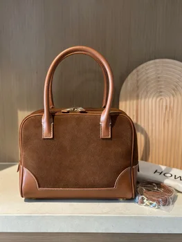 Высококачественная кожаная винтажная бостонская сумка для женщин коричневого цвета с верхней ручкой, женская дорожная сумка для покупок, женская рабочая сумка-тоут