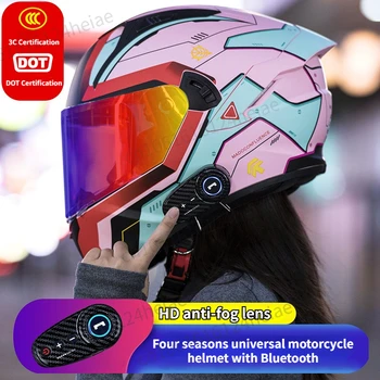 Bluetooth-совместимый шлем мужской женский полнолицевой гоночный шлем Сертификация DOT Модульный мотоциклетный шлем Casco Moto
