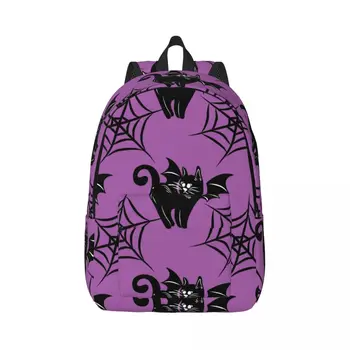Набор школьных сумок из парусины с 3D принтом Halloween Bats для мальчиков-подростков, рюкзак для начальной школы, сумки для книг, Детская сумка для книг