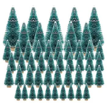 50ШТ Миниатюрная искусственная Рождественская елка Маленькие Снежные морозные елки Сосны Рождественские украшения для вечеринок своими руками Поделки