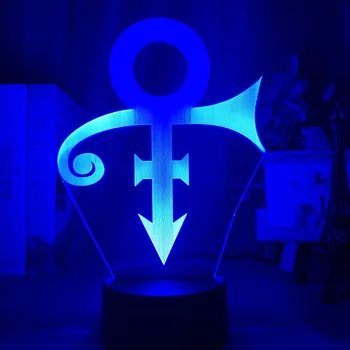 Акриловый светодиодный ночник с логотипом Prince Symbol Ночник для украшения офиса Сенсорный датчик Таблица для изменения цвета Usb Лампа
