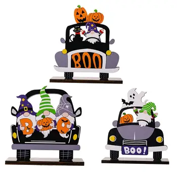 Украшения на Хэллоуин Деревянные вывески Стол с тыквенным карликом Центральное украшение стола на Хэллоуин для домашнего декора гостиной
