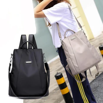 Женский дорожный рюкзак, Дорожная сумка, Противоугонный рюкзак из ткани Оксфорд, черный