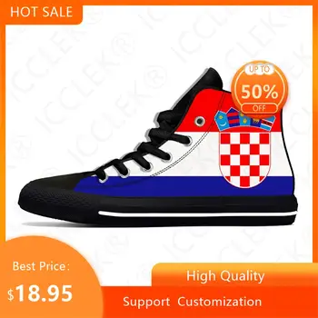 Хорватия Хорватский Флаг Республика Патриотическая Модная Повседневная Тканевая обувь С высоким берцем, Легкие Дышащие Мужские И женские кроссовки с 3D принтом.
