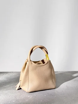 Роскошь, высокое качество, нишевый дизайн, кожаная минималистичная сумка, женская сумка, темперамент, мягкая кожаная сумка-ведро, портативная сумка