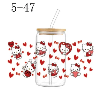 1ШТ Наклейка Sanrio UV DTF Transfer Hello Kitty для обертывания, чашка, Водонепроницаемые наклейки на заказ, Высокая термостойкость 5-58