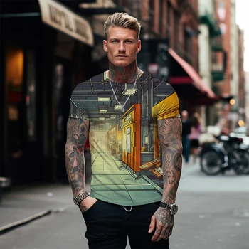 Уличная повседневная футболка с 3D принтом, мужская модная футболка, летняя футболка с круглым вырезом, уличная футболка в стиле Хип-хоп с короткими рукавами