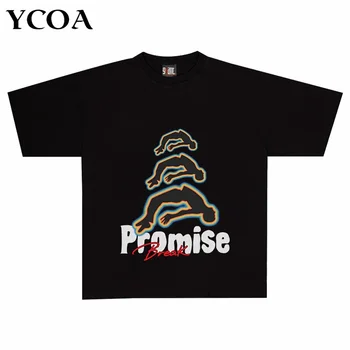 Футболка оверсайз, мужские хлопковые футболки, хип-хоп Летняя уличная одежда с коротким рукавом и графическим принтом, Черные топы Y2k, винтажная одежда в стиле гранж.