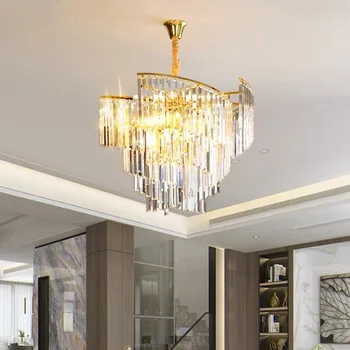 Люстра в гостиной, роскошная хрустальная лампа light, современная минималистичная творческая атмосфера, домашняя столовая и лампа для спальни
