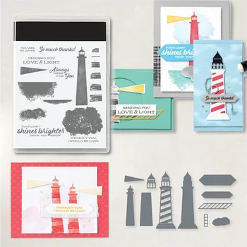 Наборы прозрачных силиконовых штампов Lighthouse Point и трафаретов для самостоятельного изготовления поздравительных открыток для скрапбукинга