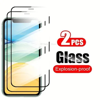 2шт Закаленное Стекло С Полным Покрытием Для iPhone 11 Pro Max 14 15 Plus Защитная Пленка Для Экрана Для iPhone 12 13 Mini 7 8Plus XR XS Max Glass