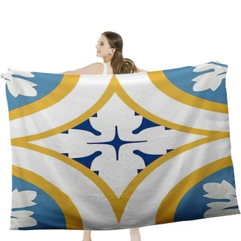 Фланелевое одеяло с Геометрическим Рисунком в Скандинавском стиле, Утолщенный Сверхмягкий Ворс, Теплый Зимний Плюш С 3D-печатью