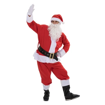 7 штук Костюмы Санта Клауса Для Мужчин, Костюм Санта Клауса Для Косплея, Нарядное Платье, Одежда для Рождественской вечеринки, Комплект Одежды Санта Клауса
