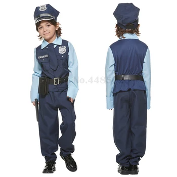 Униформа американского шерифа для мальчиков, детский костюм полицейского на Хэллоуин, карнавальный наряд для вечеринки в честь Пурима, детское маскарадное платье